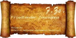 Friedlender Zsuzsanna névjegykártya
